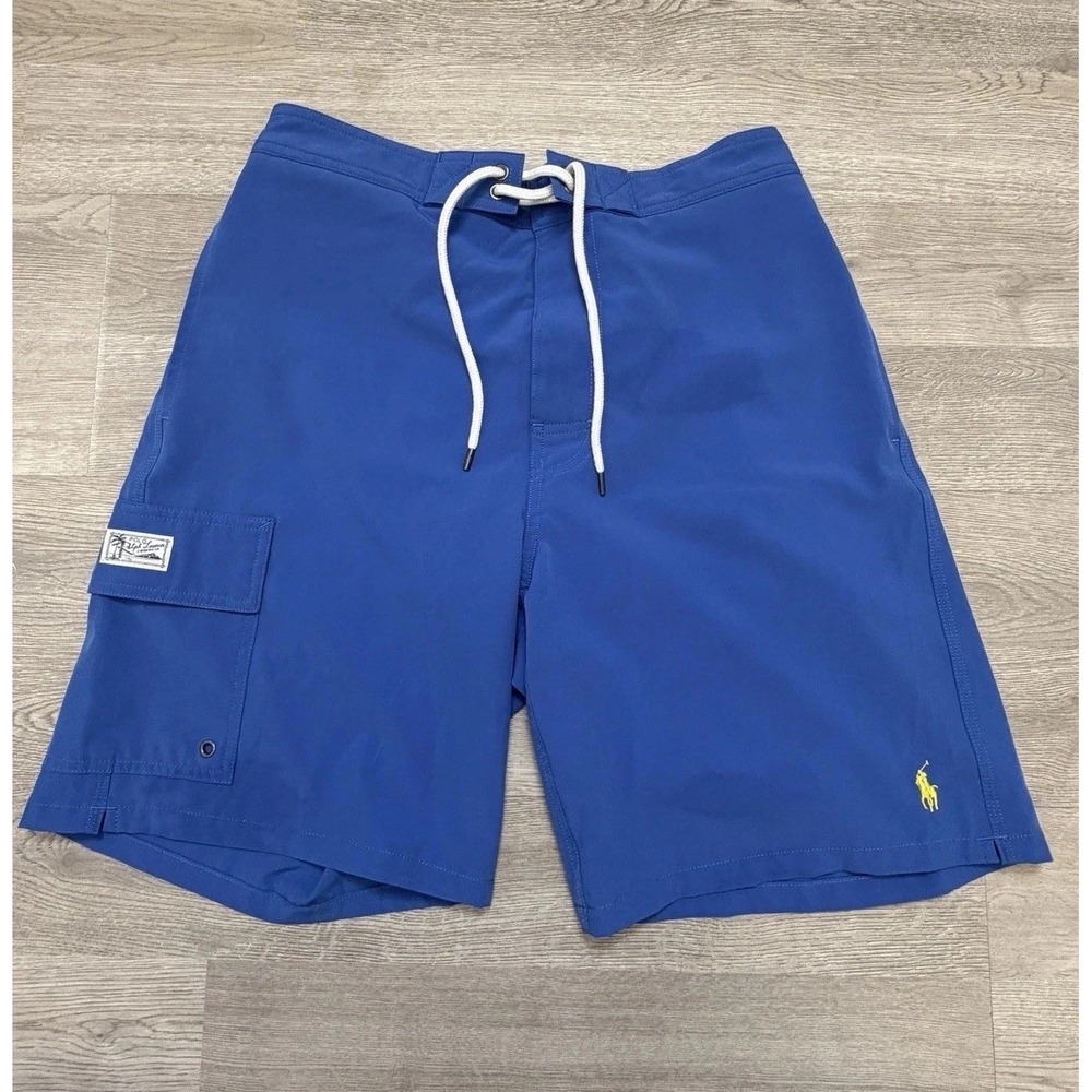 Polo Ralph Lauren Swim Trunks Mens M Blue Cargo Pony Board Shorts Lined